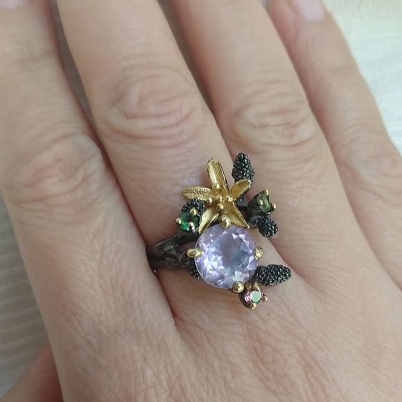 Natural lavender amethyst sterling artistic ring - Picture 4 of 8